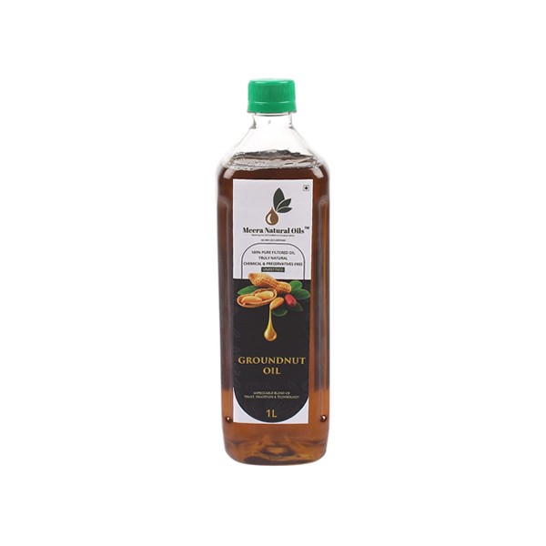 Meera Natural Oils Cold Pressed Pure Groundnut Oil / Peanut Oil - 1 Litre | Expeller Pressed | Kolhu/ Ghani/ Chekku | Natural | Virgin | Chemical-Free | Unrefined