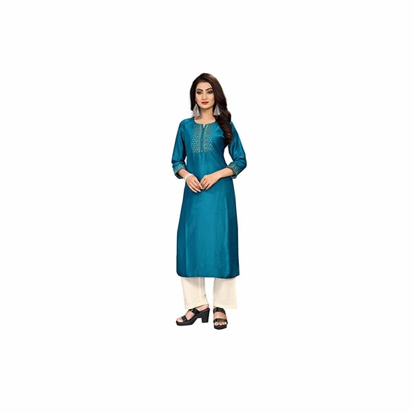 Women's Ethnic wear Silk n Blue Colour Kurti Kurta.