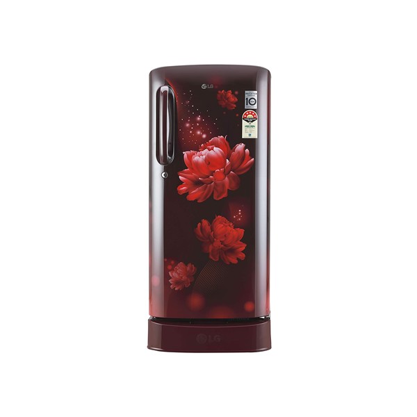 LG 190 L 4 Star Inverter Direct-Cool Single Door Refrigerator (GL-D201ASCY, Scarlet Charm, Base stand with Drawer) L.G