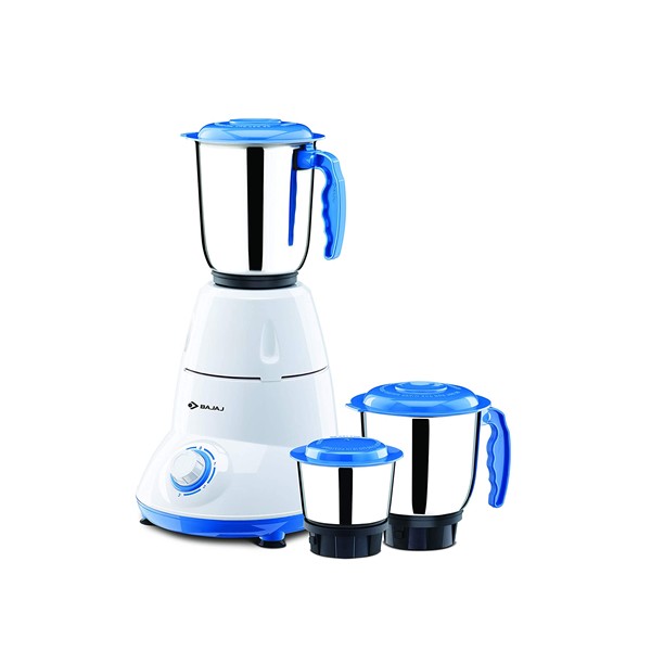 Bajaj Bravo Dlx 500-Watt Mixer Grinder (White/BLUE)
