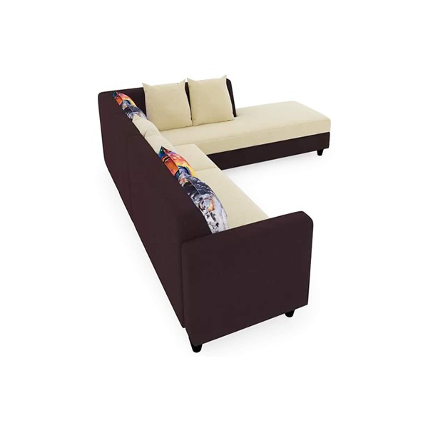 CasaStyle - Casper Fabric 6 Seater RHS L Shape Sofa Set (Cream-Brown)