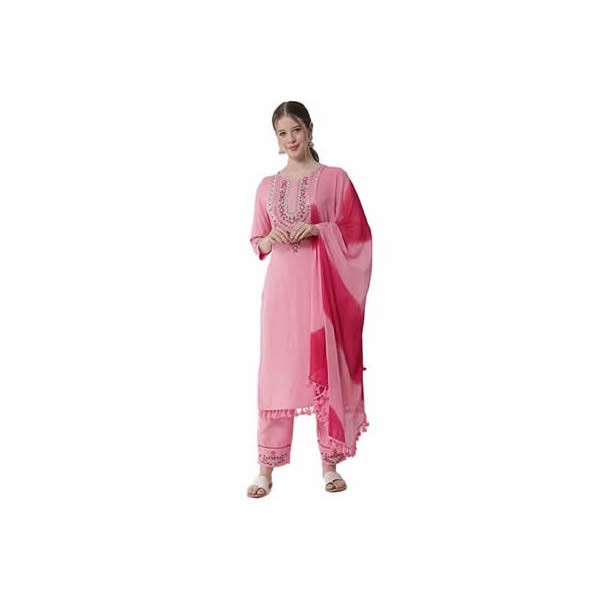 Women Floral Empire Kurta with Trousers & With Dupatta(Straight)