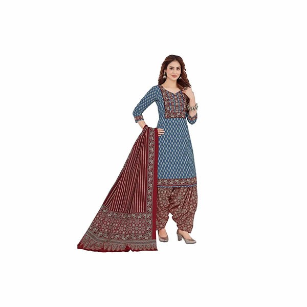 Women's Cotton Printed Stitched Patiyala Salwar Suit Set