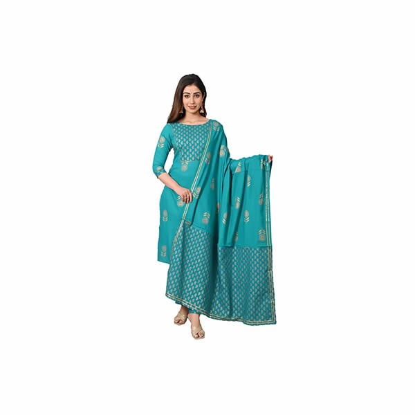 Women's Rayon Straight Kurta Set with Pant & Dupatta 0