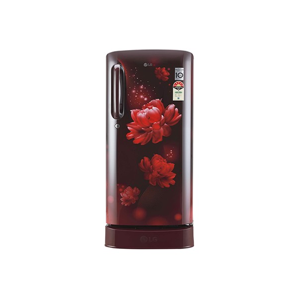 LG 190 L 4 Star Inverter Direct-Cool Single Door Refrigerator (GL-D201ASCY, Scarlet Charm, Base stand with Drawer)