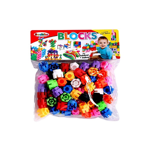 LOYAL EMPLE Hexa Blocks/Interlocking Blocks/Play Blocks/Building Blocks/Learning Blocks Creative Blocks and Learning Educational Toy Set for Kids of + 3 Years Transparent Bag with Instructions Sheet00