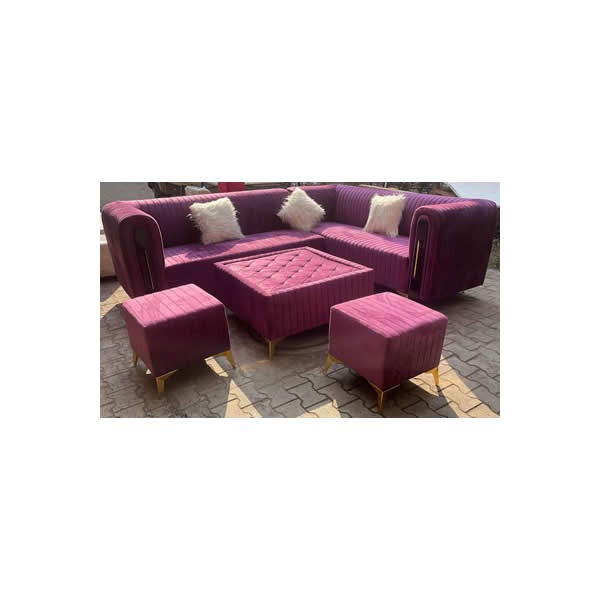 Modern Purple Color L Shape Sofa Set, For Home, Living Room