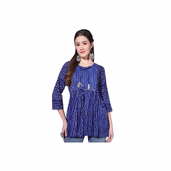 Buynewtrend Cotton Printed Women Short Kurta Top