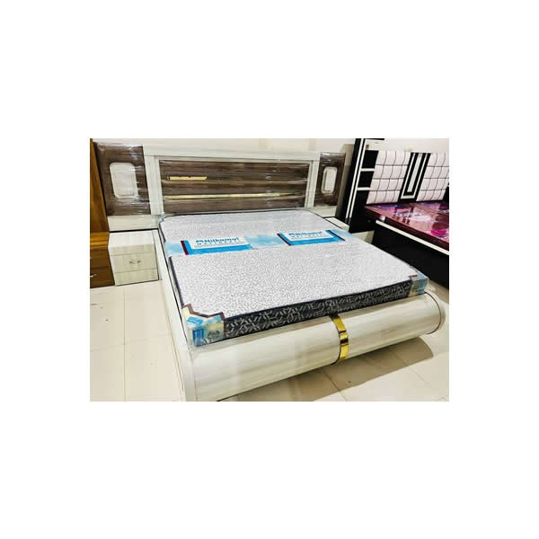 Engineered Wood Full Size White Wooden Double Bed