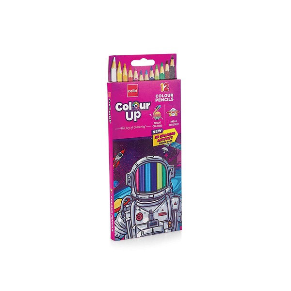 Cello ColourUp Colour Pencil Set -Pack of 12, Bright and Strong Pencil colours, Non toxic colouring range, Safe colours for children