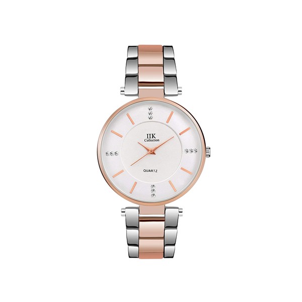IIK COLLECTION Round Studded Dial Metal Bracelet Chain Strap Analogue Wrist Watch for Women and Girls