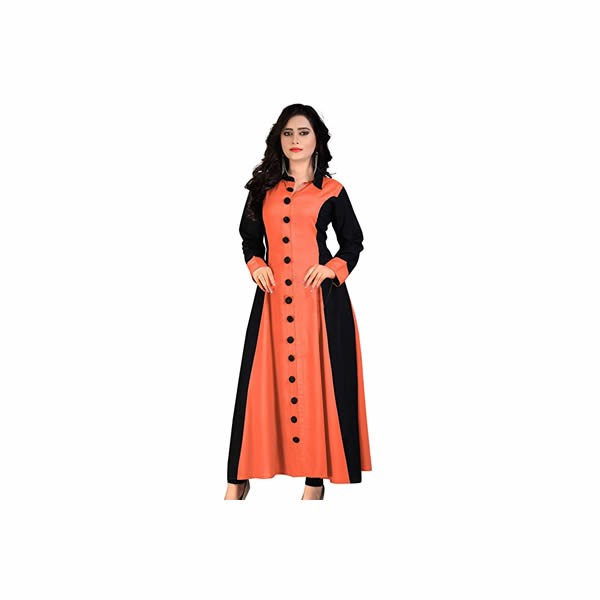 Womens Rayon Regular Kurti A Line with 3/4th Sleeves Fully Stitched Plain Ethnic Kurta for Women and Girls, Everyday Wear