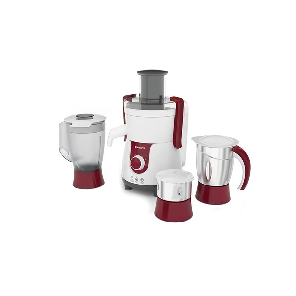 Philips Viva HL7715 700-Watt Juicer Mixer Grinder with 3 Jars (Pistil Red/White)